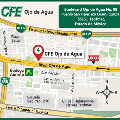 mapa CFE Boulevard Ojo de Agua 88 Pueblo San Francisco Cuautliquixca 55760 Tecmac-1