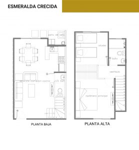 Plano arquitectónico de la casa modelo esmeralda crecida