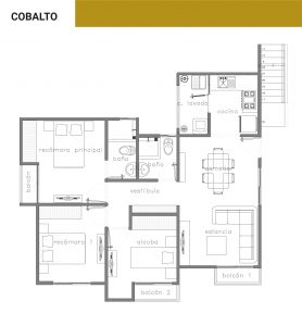 Plano arquitectónico del modelo Cobalto de Trojes Residencial