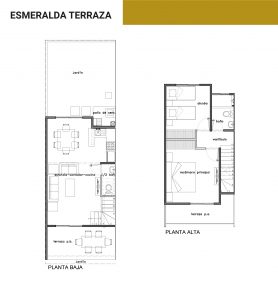 Plano arquitectónico del modelo Esmeralda Terraza del desarrollo Marina Turquesa