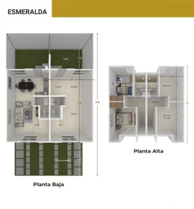Plano arquitectónico del modelo Esmeralda de Trojes Residencial