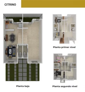Plano arquitectónico del modelo Citrino de Trojes Residencial